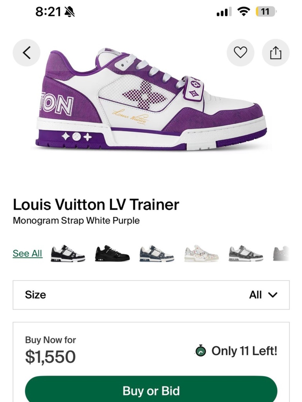 Louis Vuitton Purple & White trainers mens Low-Top Sneakers - Picture 6 of 6